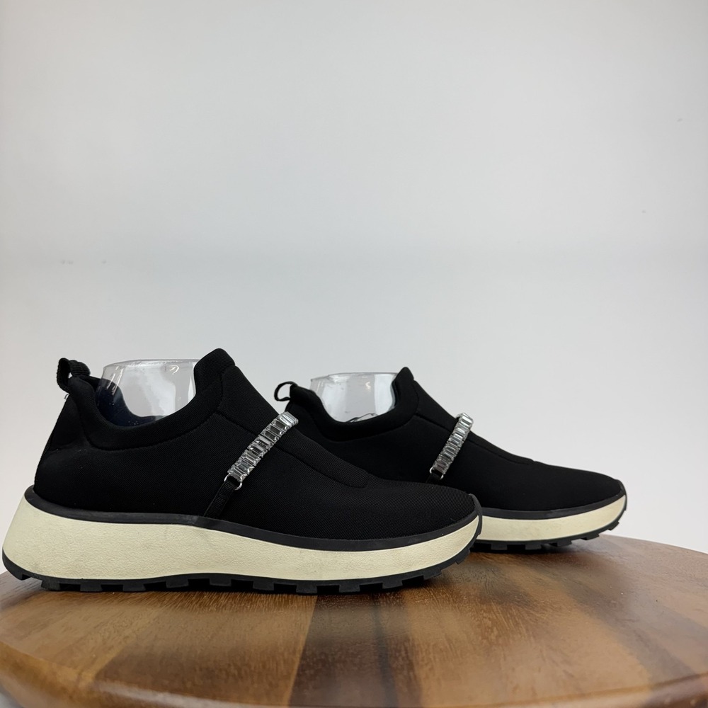 Womens Nordstrom Rack Libson Black Crystal Strap Pull On Platform Sneaker Size 8